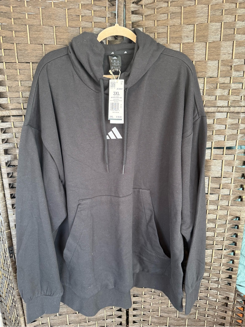 *NEW*Sz 3XL*Adidas Men’s Black Logo Hoodie